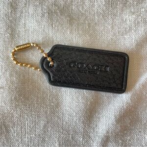 Coach Black Leather Tag with Gold Chain